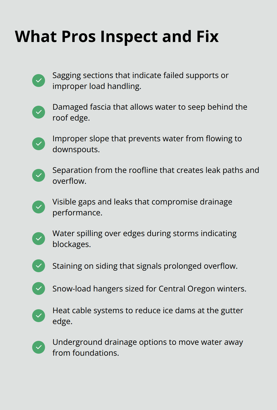 Checklist of common gutter issues and solutions professional crews address