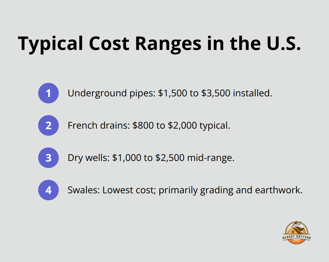 Cost comparison for drainage alternatives in the United States.