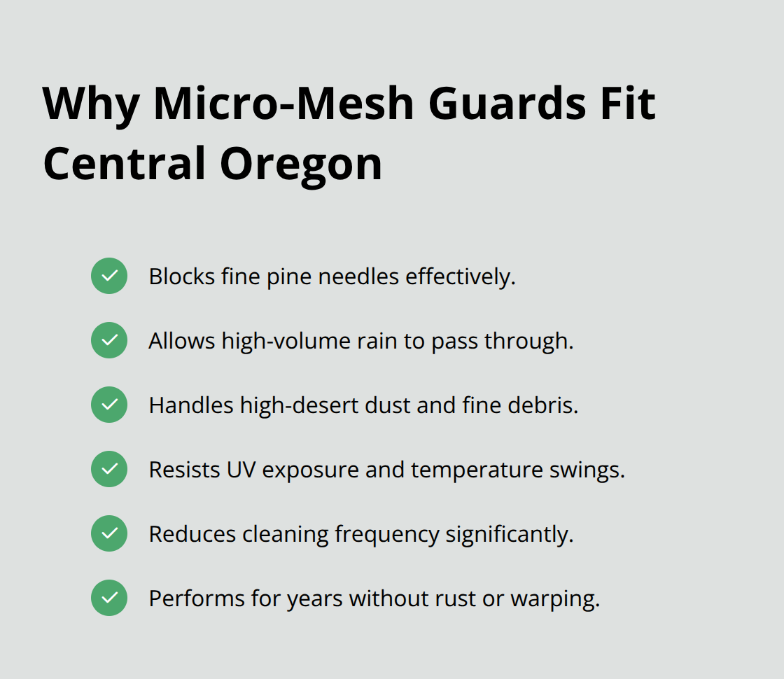 Checklist of micro-mesh gutter guard advantages for Central Oregon homes. - gutters pine needle prevention