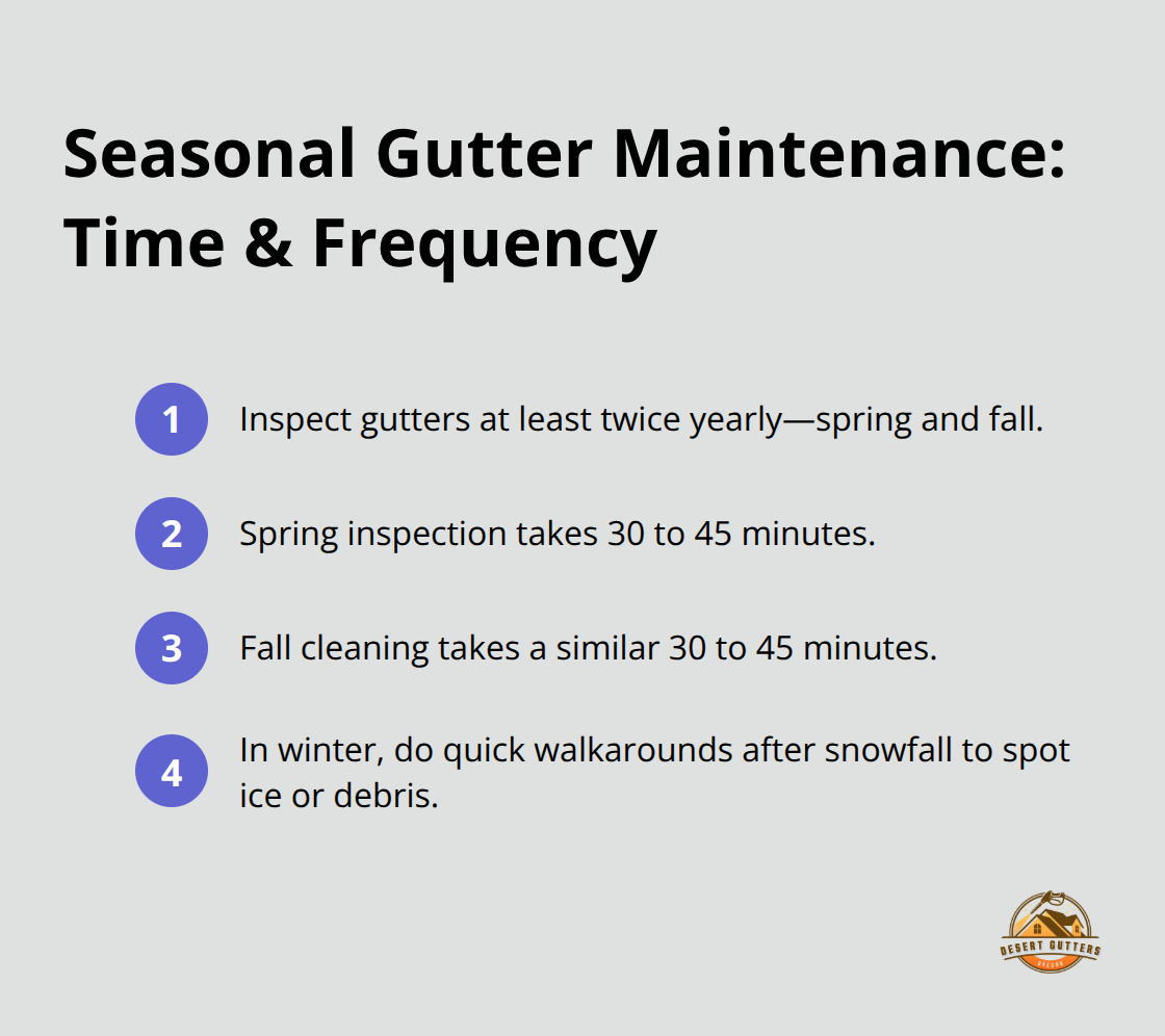 At-a-glance schedule for spring, fall, and winter gutter care. - seasonal gutter maintenance tips